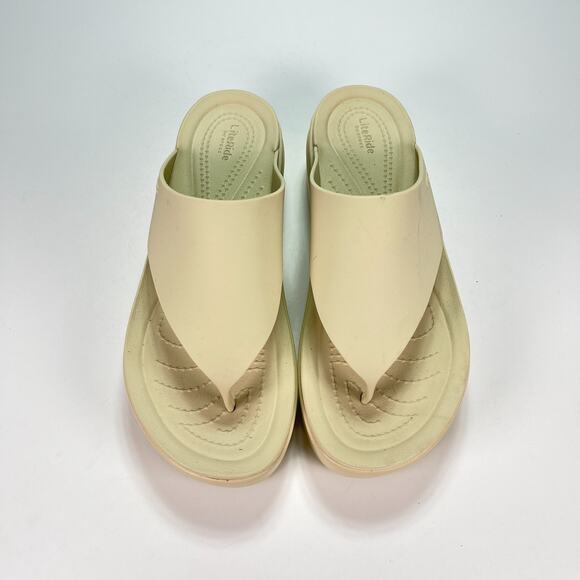 Crocs Getaway Platform Beige Lightweight Slip On Flip Flop Sandals Womens Size 8 - Picture 3 of 11